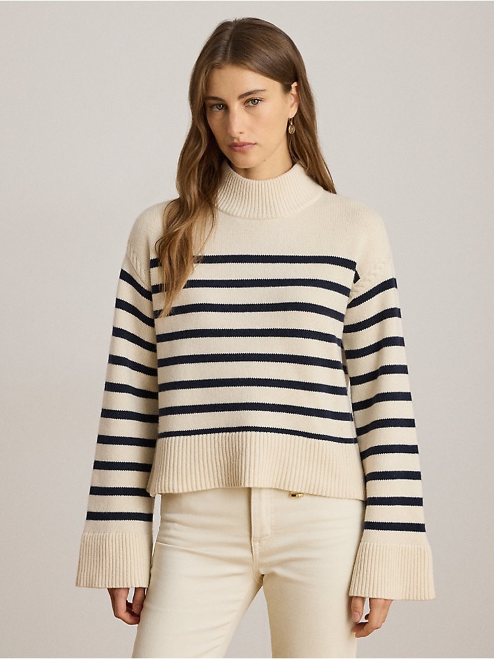 Ralph Lauren Striped Wool-Blend Mockneck Sweater